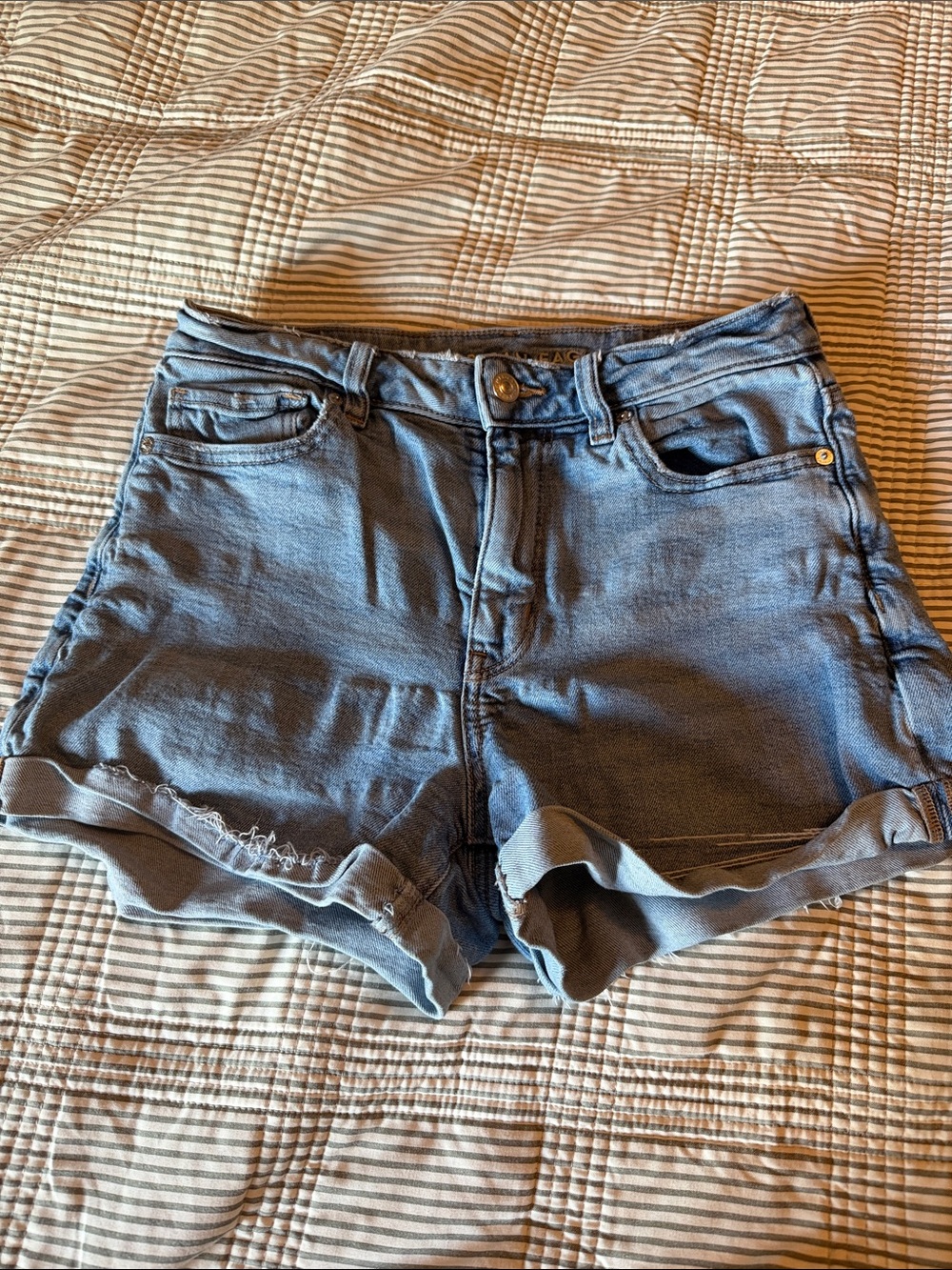 American Eagle Outfitters Light Blue Rolled Hem Denim Shorts